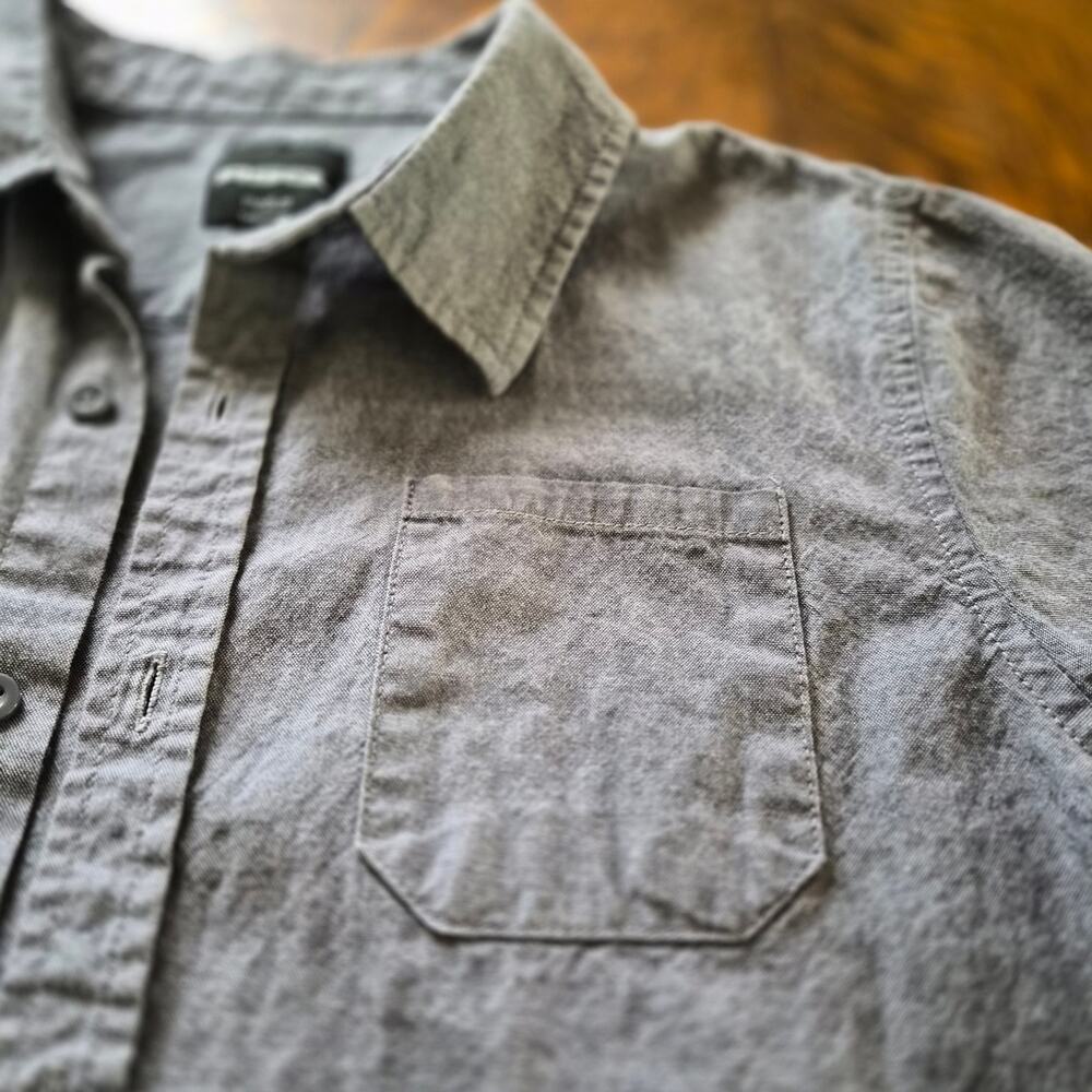 RSQ Tillys Gray Oxford Button Up Shirt Short‎ Sleeve Mens Medium Skater Casual - Picture 4 of 7